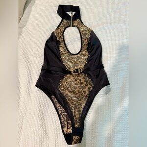 Honey Birdette Leopard Print and Black Lingerie
